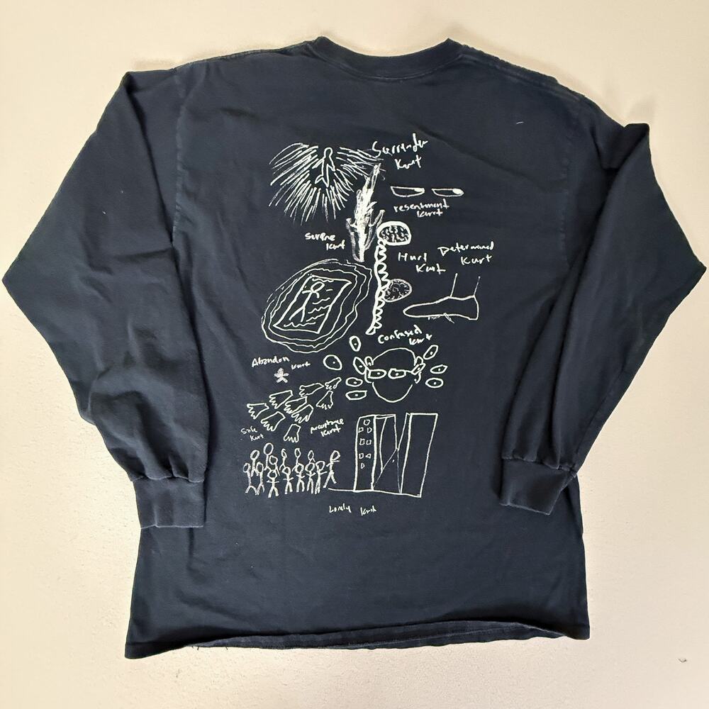 Kurt Lahl Black Long Sleeve Graphic T-Shirt Mens L Cotton Crewneck Art Print